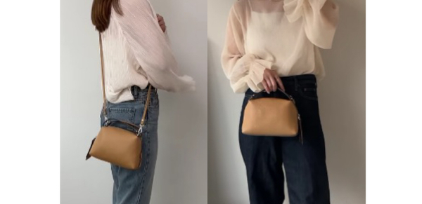 気分に合わせて持ち方を変えられるショルダーストラップ付き!