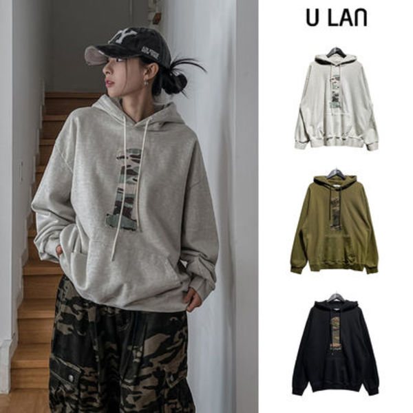 【U LAN】One Camo Patch Heavy Pile Hoodie
