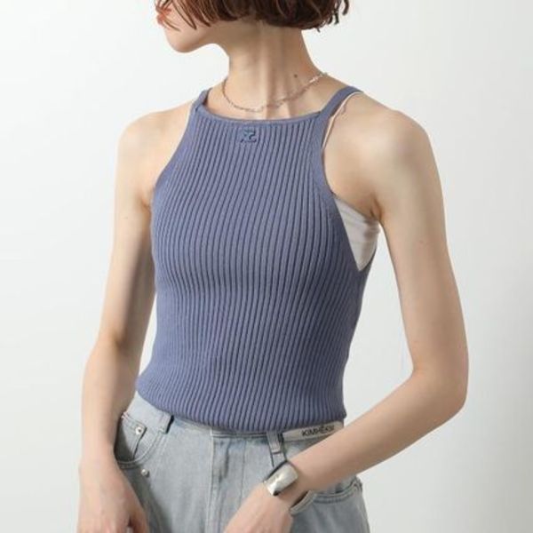 Courreges タンクトップ POINTY RIB KNIT 125MT0042FI0001
