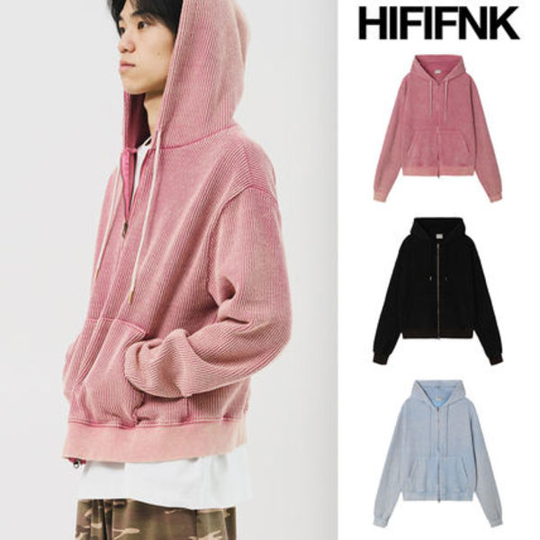 【HI FI FNK】Luar Washed Knitted Zip Hoodie
