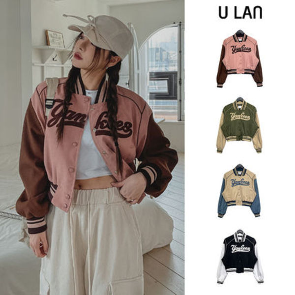 【U LAN】Recipe Semi-Cropped Varsity Jacket