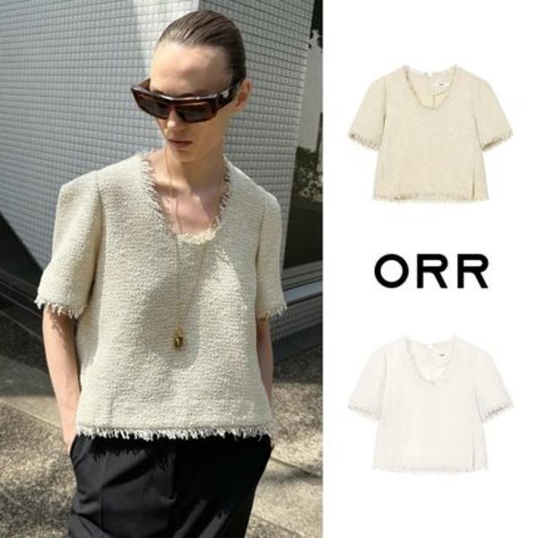 ORR Tweed Deep Neck Blouse