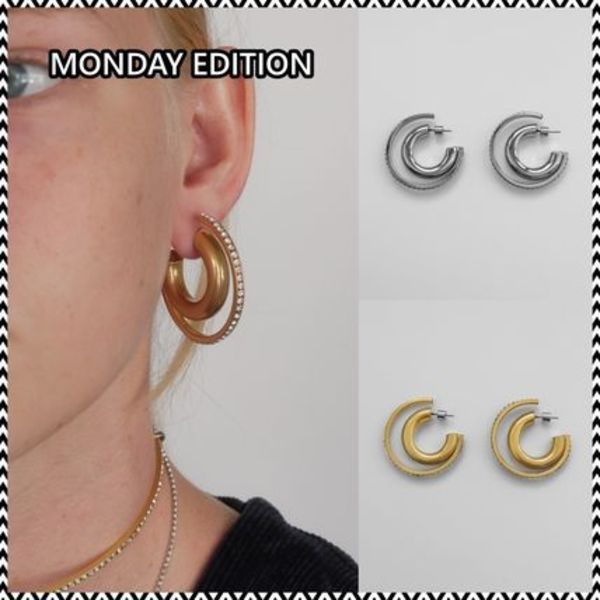 《MONDAY EDITION》 Crystalline Hoop Earrings - Large