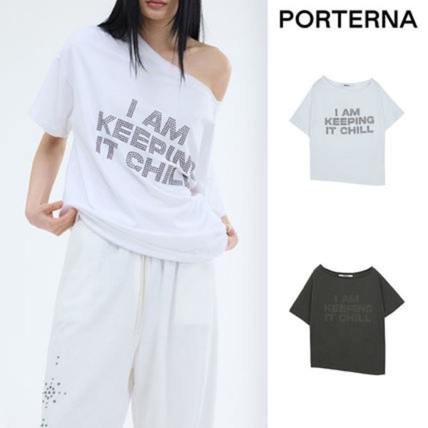【PORTERNA】25SS★ PRTN) Hotfix One-Shoulder Unbalanced T