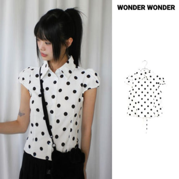 【WONDER WONDER】Miring Dot Strap Puff Blouse