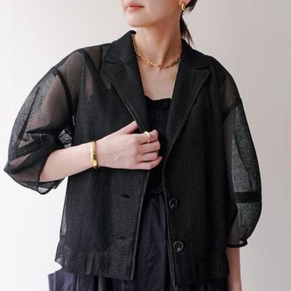 HERENCIA 五分袖 ジャケット H225117 Mesh jacket メッシュ パフ