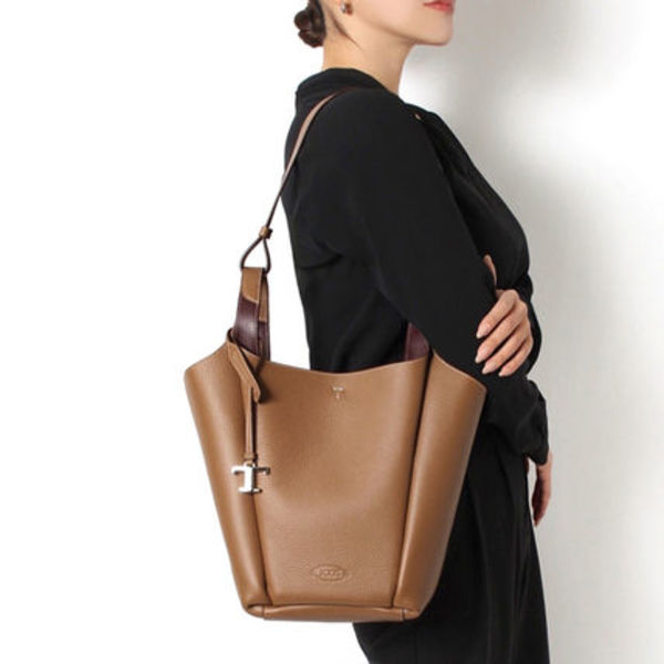 トッズ TOD'S スモール Tタイムレス レザーバケットバッグ