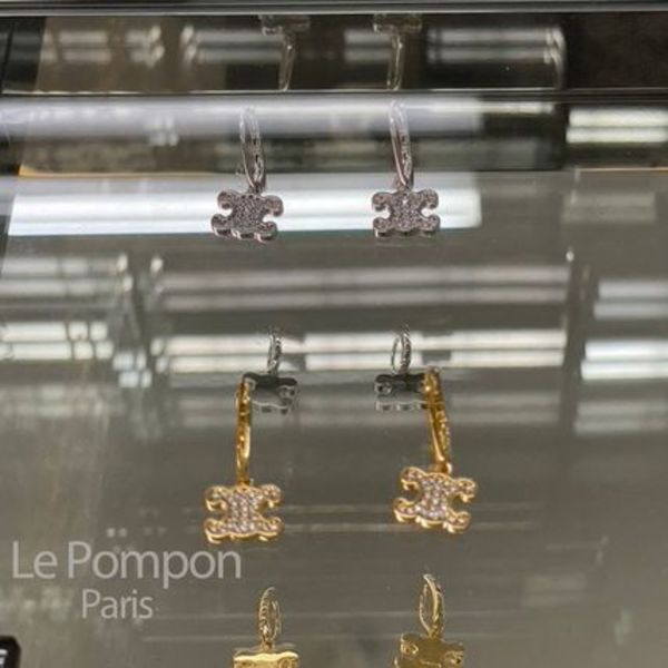 CELINE☆トリオンフラインストーンピアス_パリ発
