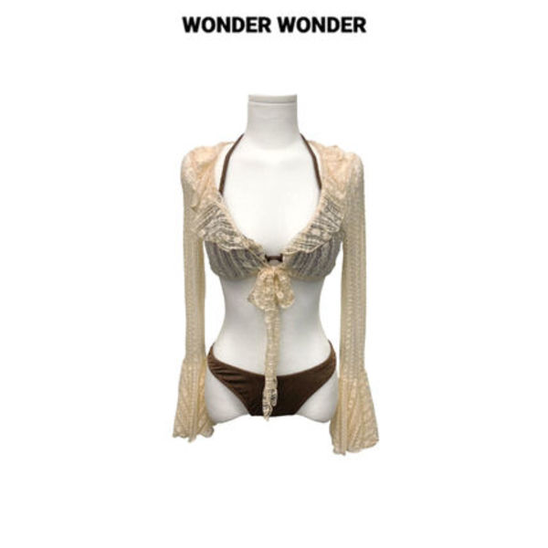 【WONDER WONDER】[4 Piece Set] Skirt Cardigan Bikini Set