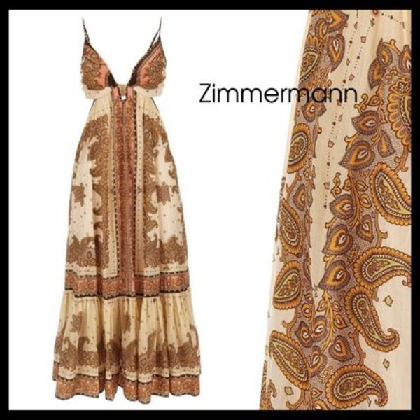 【Zimmermann】Maxine Plunge マキシ Dress ペイズリー