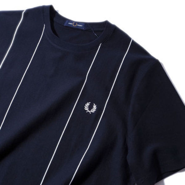 即発 フレッドペリー ピンストライプTシャツ M9859 ネイビー