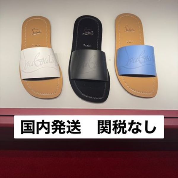 大人気★定番★ChristianLouboutinロゴフラットスライドサンダル