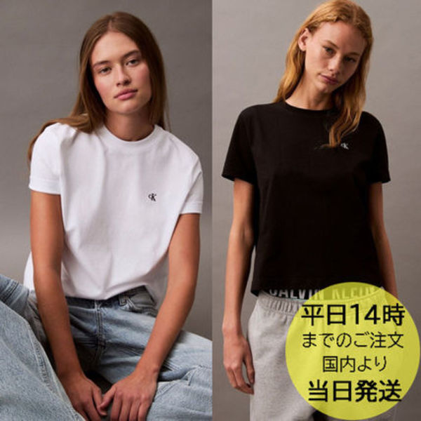 国内即発 Calvin Klein アーカイブロゴクルーネックTシャツ