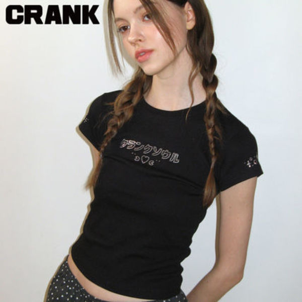 ★CRANK★LETTERING HOTFIX TOP_BLACK★正規品/韓国直送料込