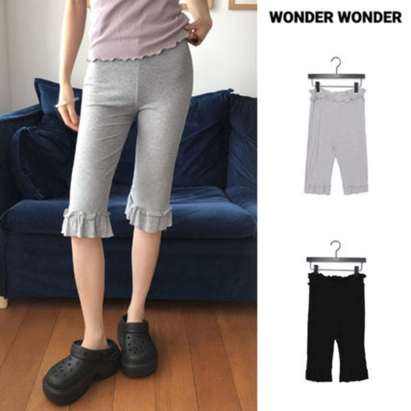 【WONDER WONDER】Zabel Rib Frill Capri Pants