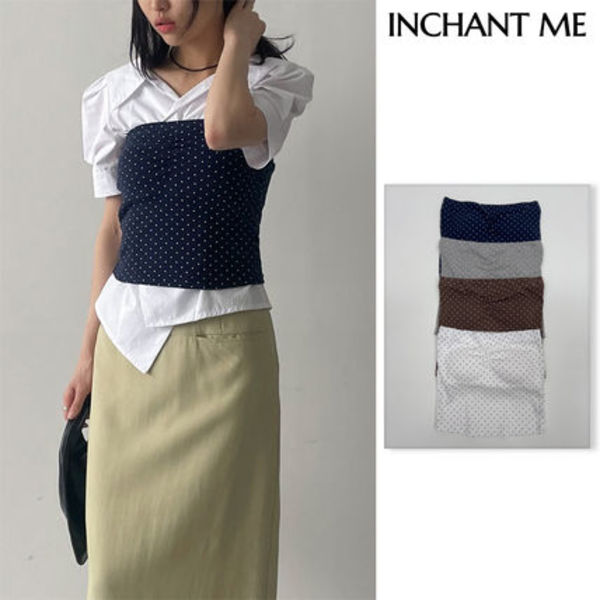 【INCHANT ME】Shirring dot tube top