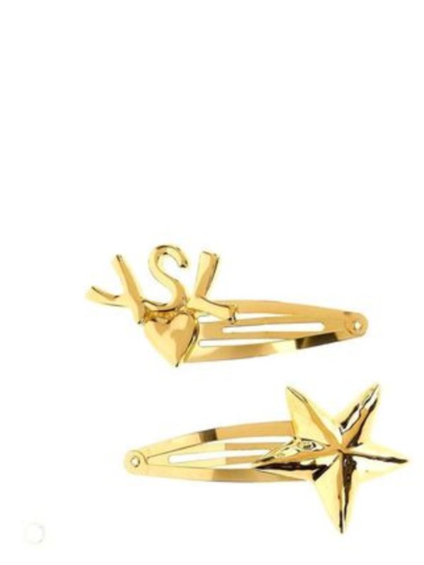 国内発 Saint Laurent ロゴヒトデハートスナップヘアクリップ
