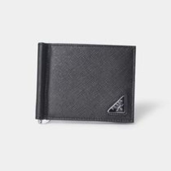 人気★PRADA マネークリップ付サフィアーノトライアングル財布