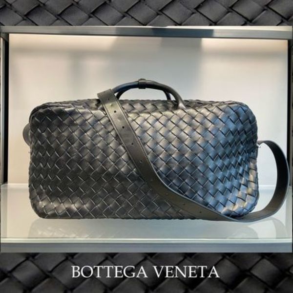 人気のBLACK◆BOTTEGA VENETA イントレチャート ダッフルバッグ