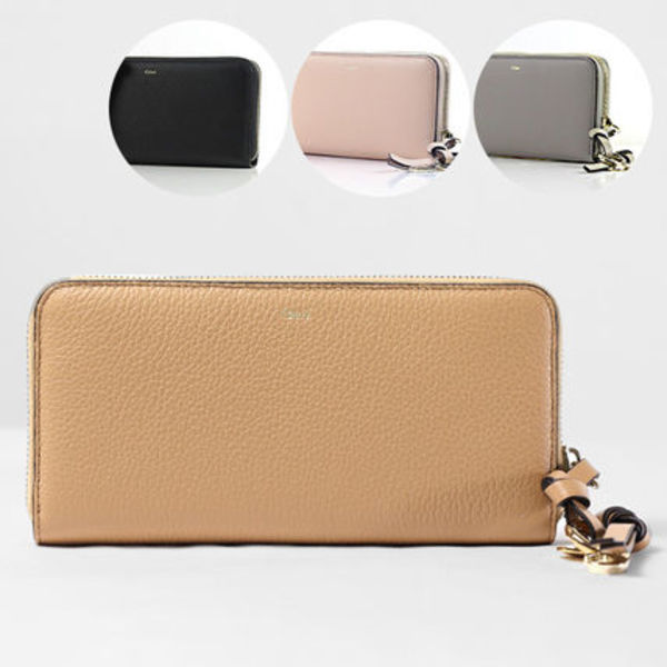 Chloe クロエ 長財布  ファスナー チャーム レザー レディース