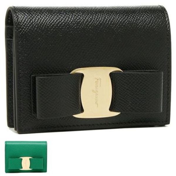 FERRAGAMO 二つ折り財布 ヴァラ 22D515 VARA リボン ミニ財布