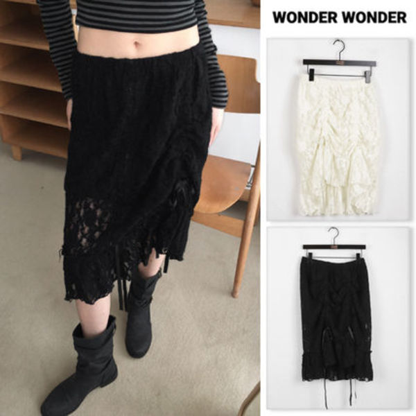 【WONDER WONDER】Lace Bending Shirring Ribbon Mid SK