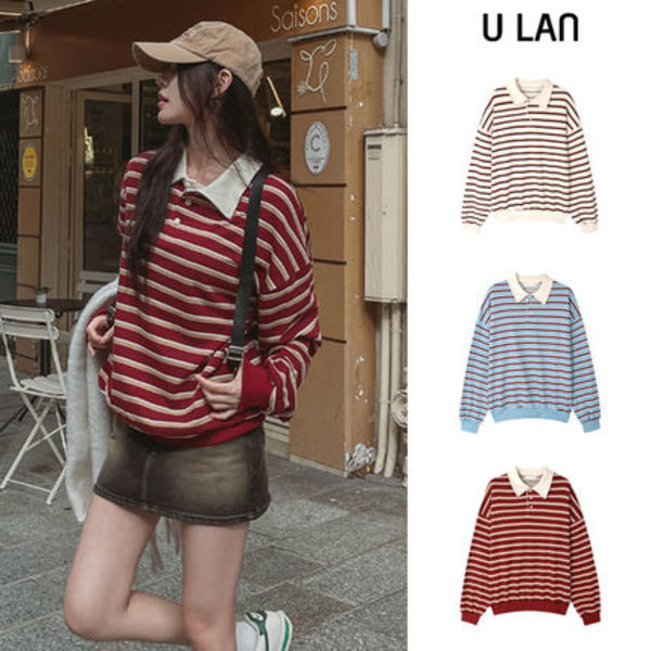【U LAN】Nerd Stripe Rugby Sweatshirt