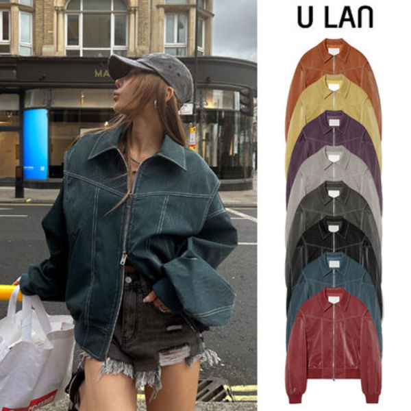 【U LAN】(UNISEX) Raper Leather Balloon Jacket