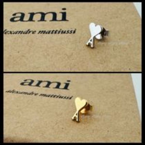 AMI PARIS ハート ロゴ シングル ピアス  シルバー Silver
