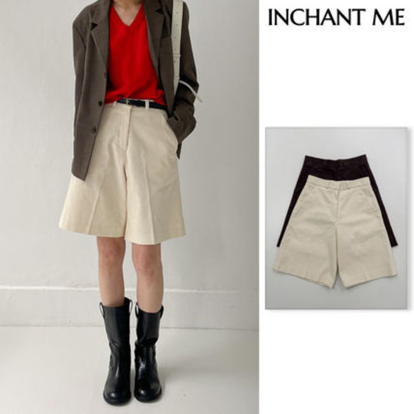 【INCHANT ME】Corduroy Semi-Wide Half Pants