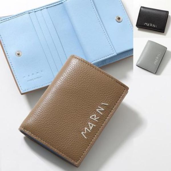 MARNI 二つ折り財布 PFMI0098U0 P6533 レザー ロゴ刺繍