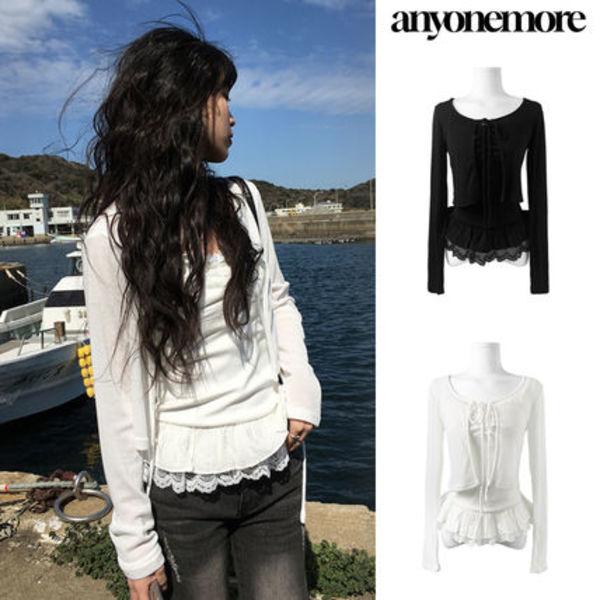 【Anyone more】Barrel Lace Layered Sleeveless Cardigan Set
