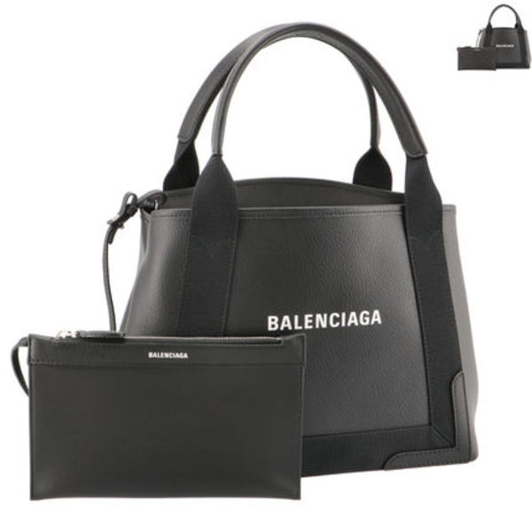 BALENCIAGA トートバッグ スモール レザー バッグ NAVY CABAS S