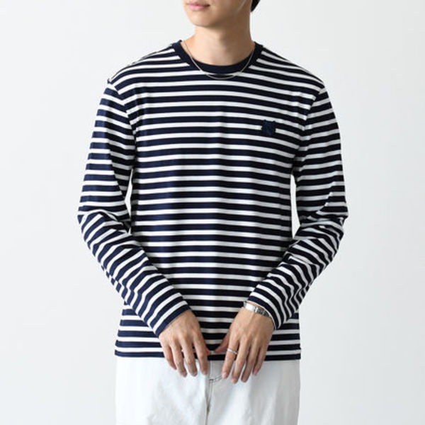 【国内即発】MAISON KITSUNE ストライプ ロングスリーブ Tシャツ