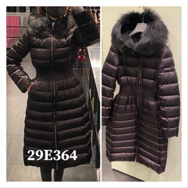 PRADA((29E364))ファー付きロングダウンコート