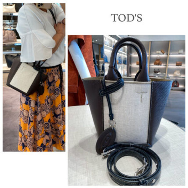 関税込★TOD'S★カーフスキンxキャンバス ミニトート