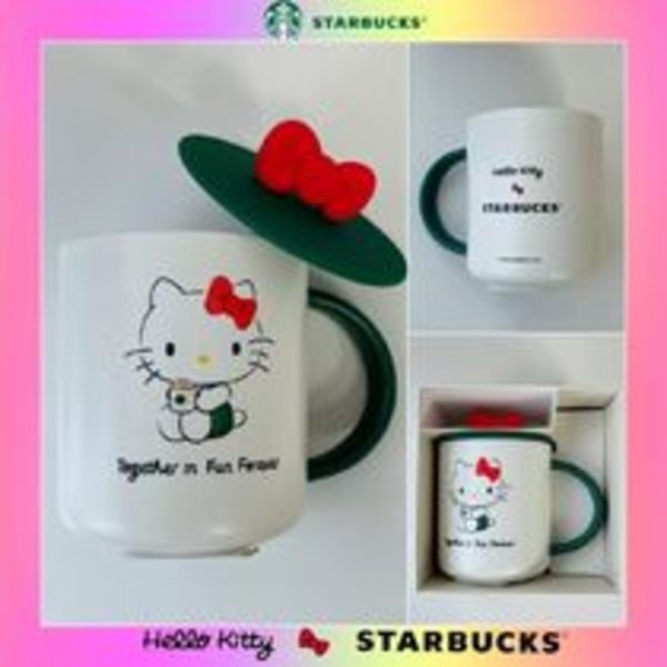 【韓国スタバ】x Hello Kitty★ Ribbon Lid Ceramic Mug 473ml