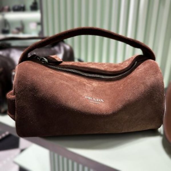 【PRADA】スエード×レザー ショルダーバッグ ダークブラウン