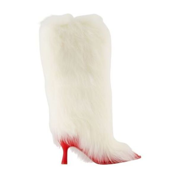 Ambush Fur Heel Boots - UGG - Fur - White/Red