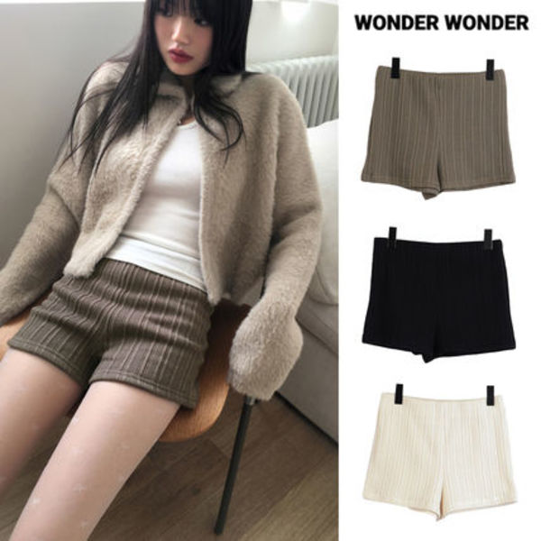 【WONDER WONDER】[Fleece-lined] Suita Ribbed Short Knit Pt