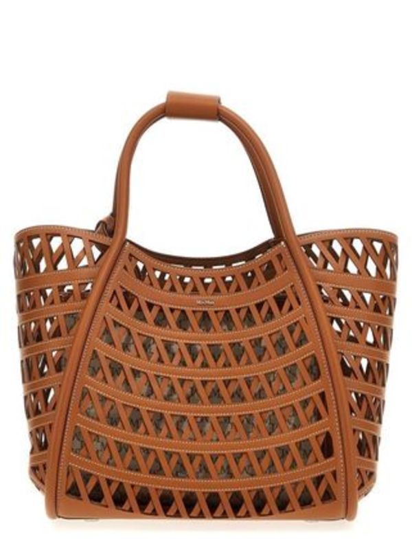 Max Mara カーフレザー トートバッグ 美品 遊び心のあるデザインでおしゃれ見え！ 「マックスマーラ」の