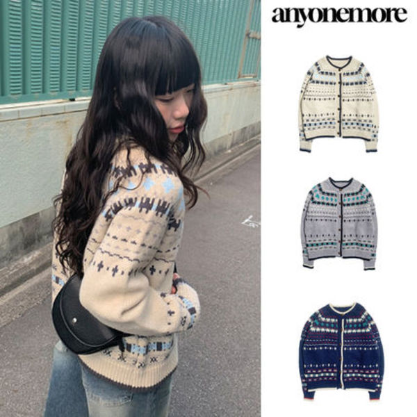 【Anyone more】Mushu Nordic Knit Cardigan
