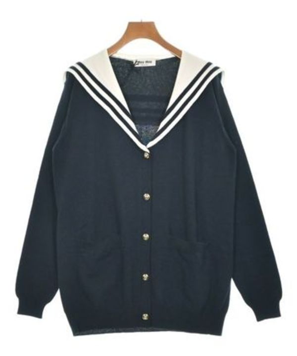 Miu Miu ミュウミュウ カーディガン 紺x白 2138825A0046