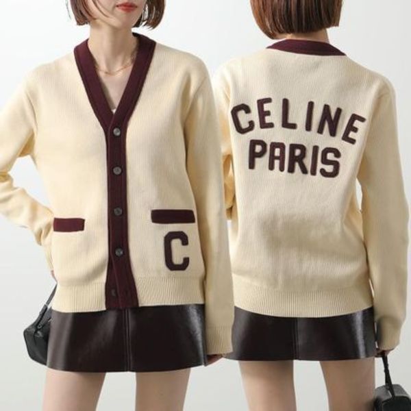 CELINE カレッジカーディガン RV08I192W リブ