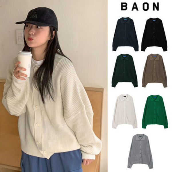 【BAON】[unisex] Barum Hachi Collar Over Warmer Cardigan