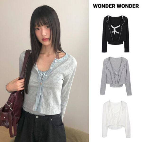 【WONDER WONDER】Sera Shirring Lace Ribbon L/S N/S CD Set