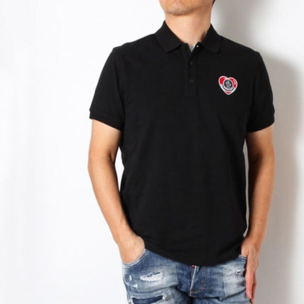 【即発】モンクレール ワッペン+ハート 鹿の子ポロシャツ