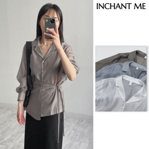 【INCHANT ME】Near See-Through Wrap Blouse