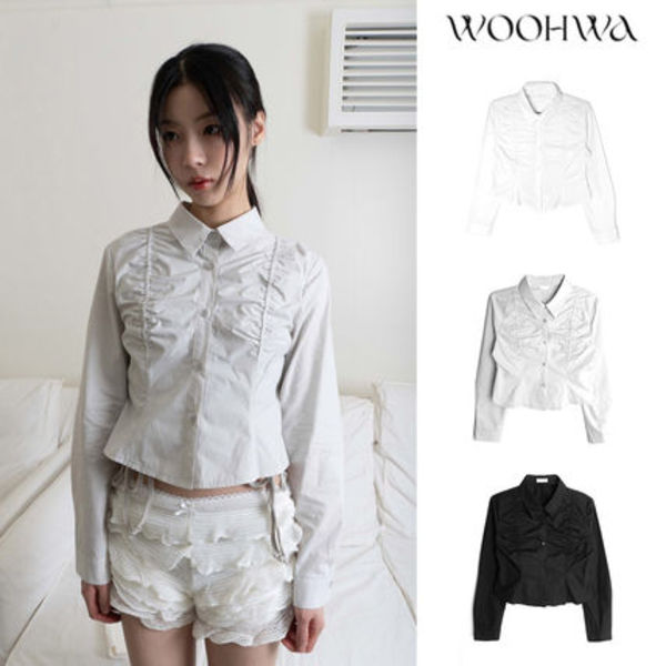 【WOOHWA】SHIRRING BASIC SHIRT