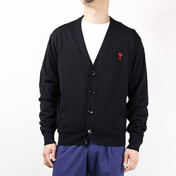 AMI PARIS カーディガン 長袖 Vネック ウール BFHKC111.KN0025